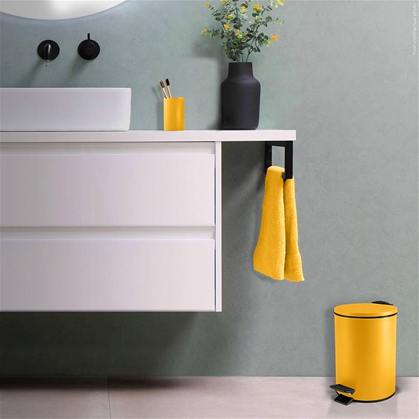 Rubbish Bin Spirella pedal bin Adelar, matt saffron yellow, steel, 3 l ...