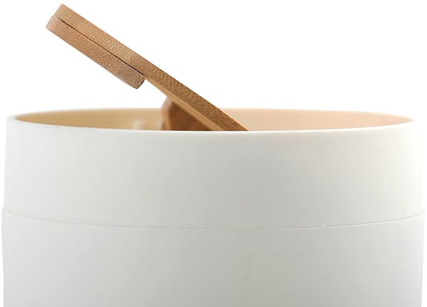 Rubbish Bin Spirella tipping basket Alais, white plastic, with bamboo lid, 2,5 l ...