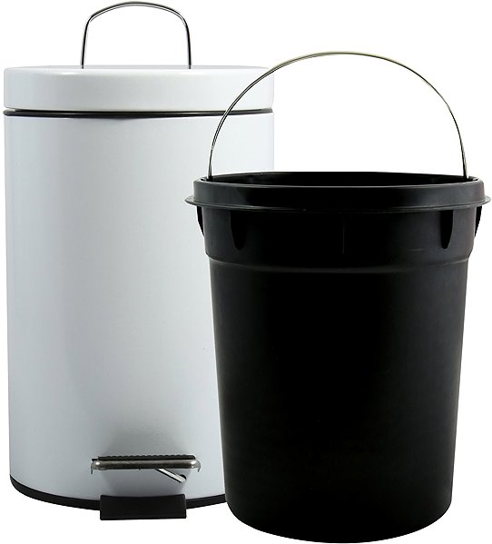 Rubbish Bin MSV pedal bin Unis, white, steel, 3 l ...