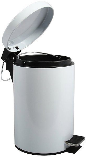 Rubbish Bin MSV pedal bin Unis, white, steel, 3 l ...