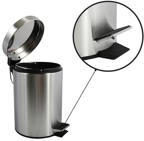Rubbish Bin MSV pedal bin brushed stainless steel, 3 l ...