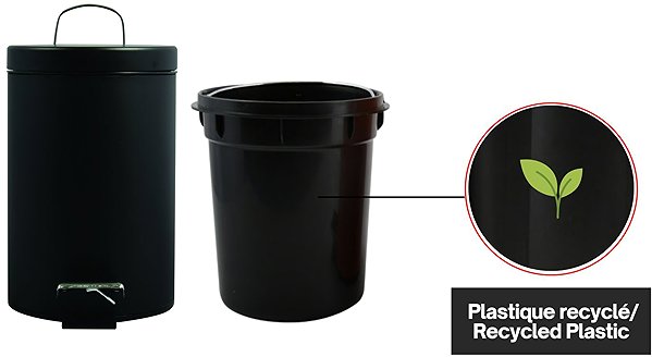 Rubbish Bin MSV pedal bin Unis, black steel, 5 l ...