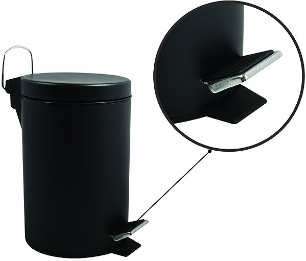Rubbish Bin MSV pedal bin Unis, black steel, 5 l ...
