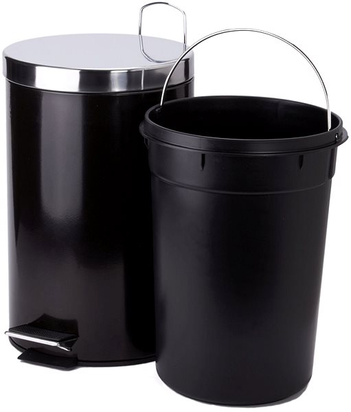 Rubbish Bin MSV pedal bin Unis, black steel, with stainless steel lid 12 L ...