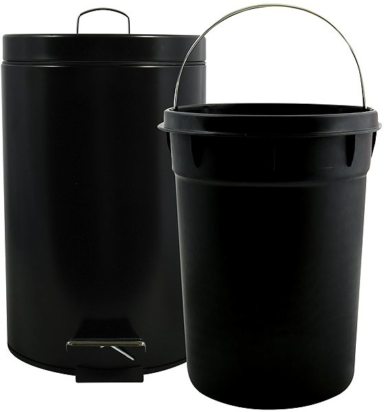 Rubbish Bin MSV pedal bin Unis, black steel 20 L ...