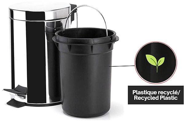 Rubbish Bin MSV pedal bin stainless steel, 5 l ...