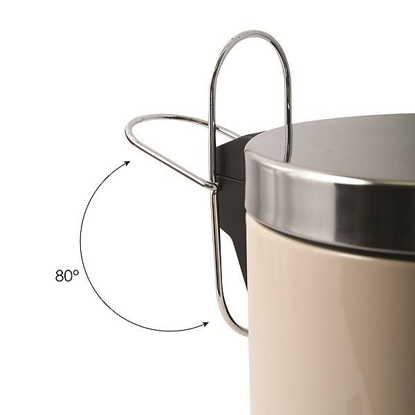Rubbish Bin MSV pedal bin Unis, beige, stainless steel, 3 l ...