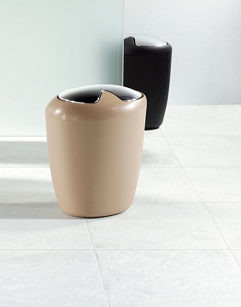 Rubbish Bin Spirella tipping bin Etna, beige, plastic, silver lid, 7 l ...