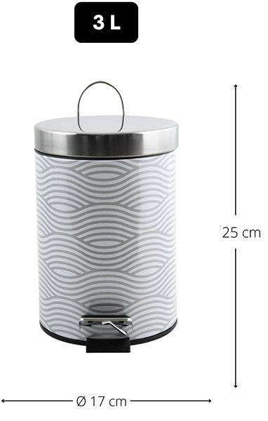 Rubbish Bin MSV Pedal bin Decors, steel, with wave motif, 3 l ...