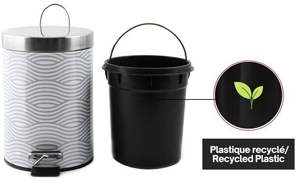 Rubbish Bin MSV Pedal bin Decors, steel, with wave motif, 3 l ...