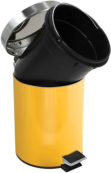 Rubbish Bin MSV pedal bin Unis, yellow, stainless steel, 3 l ...