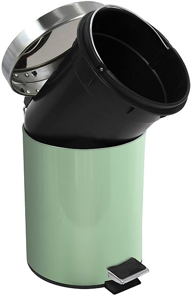 Rubbish Bin MSV pedal bin Unis, basil green, stainless steel, 3 l ...