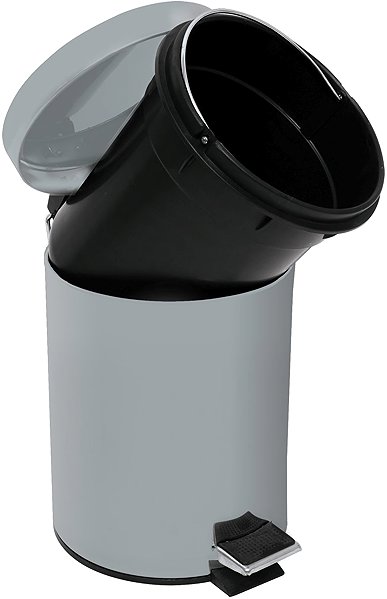 Rubbish Bin MSV pedal bin Unis, light grey, steel, 3 l ...