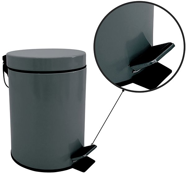 Rubbish Bin MSV pedal bin Unis, dark grey, steel, 3 l ...