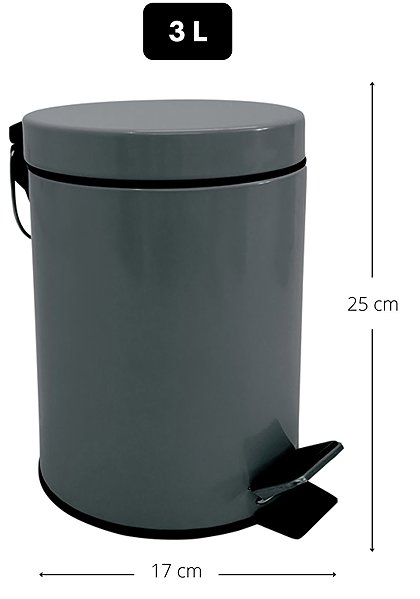 Rubbish Bin MSV pedal bin Unis, dark grey, steel, 3 l ...