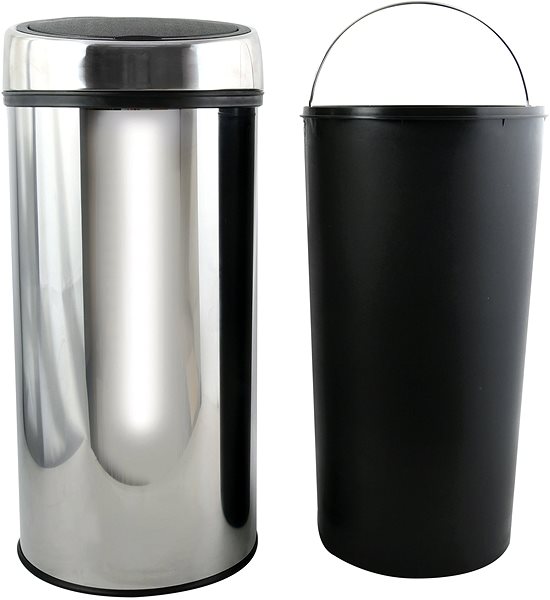 Rubbish Bin MSV waste bin with touch opening, glossy stainless steel, 30 l ...