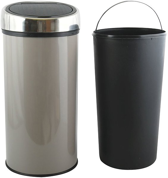 Rubbish Bin MSV waste bin with touch opening, grey-brown steel, 30 l ...
