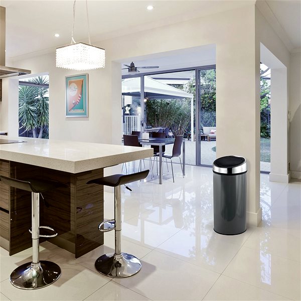Rubbish Bin MSV waste bin with touch opening, dark grey steel, 30 l ...