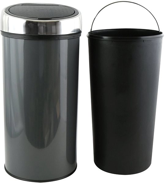 Rubbish Bin MSV waste bin with touch opening, dark grey steel, 30 l ...