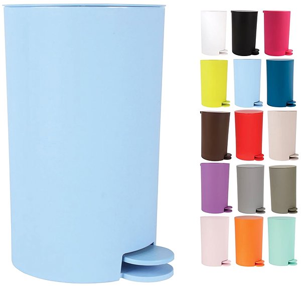 Rubbish Bin MSV pedal bin Osaki, matt light blue, plastic, 3 l ...