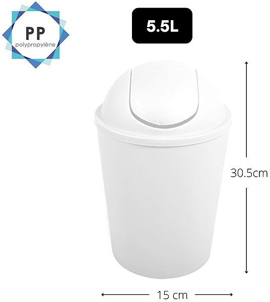 Rubbish Bin MSV tipping basket Ako, white, plastic, 5,5 l ...