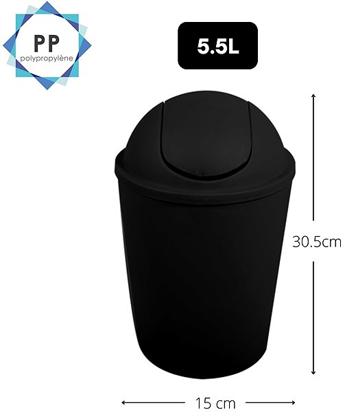 Mülleimer MSV-Kippkorb Ako, schwarz, Kunststoff, 5,5 l ...