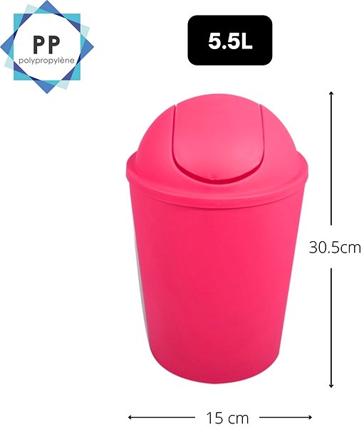 Rubbish Bin MSV Dumpster Ako, pink, plastic, 5,5 l ...