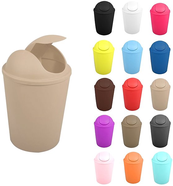 Mülleimer MSV-Kipp-Abfalleimer Ako, beige, Kunststoff, 5,5 l ...