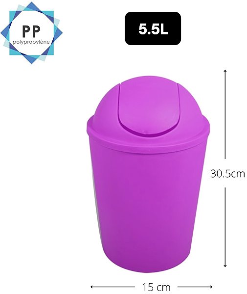 Rubbish Bin MSV tipping basket Ako, purple, plastic, 5,5 l ...