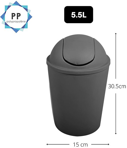 Mülleimer MSV-Kipp-Mülleimer Ako, grau, Kunststoff, 5,5 l ...