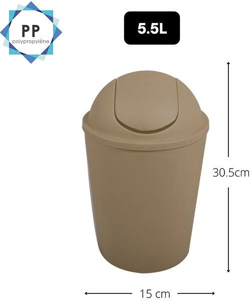 Rubbish Bin MSV tipping basket Ako, grey-brown, plastic, 5,5 l ...