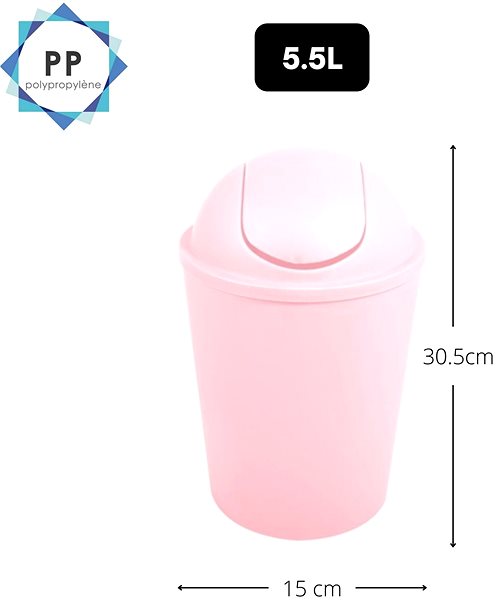 Rubbish Bin MSV Dumpster Ako, pastel pink, plastic, 5,5 l ...