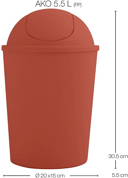 Rubbish Bin MSV tipping basket Ako, terracotta, plastic, 5,5 l ...