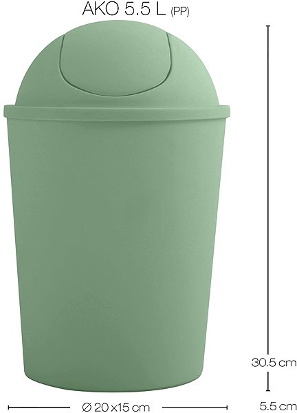 Rubbish Bin MSV Dumpster Ako, basil green, plastic, 5,5 l ...
