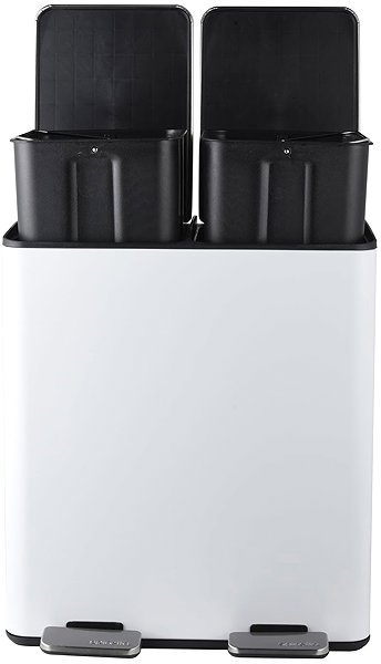 Rubbish Bin Spirella pedal waste bin Aliya, matt white, steel, 2 × 20 l ...