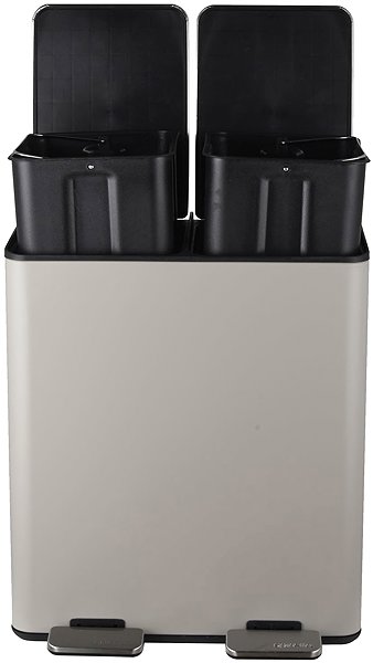 Rubbish Bin Spirella pedal waste bin Aliya, matt grey-brown, steel, 2 × 20 l ...