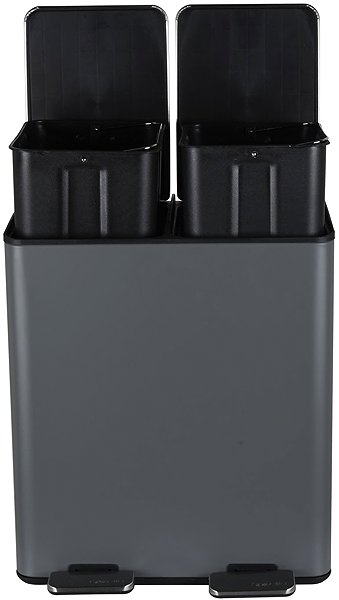 Rubbish Bin Spirella pedal waste bin Aliya, matt grey, steel, 2 × 20 l ...