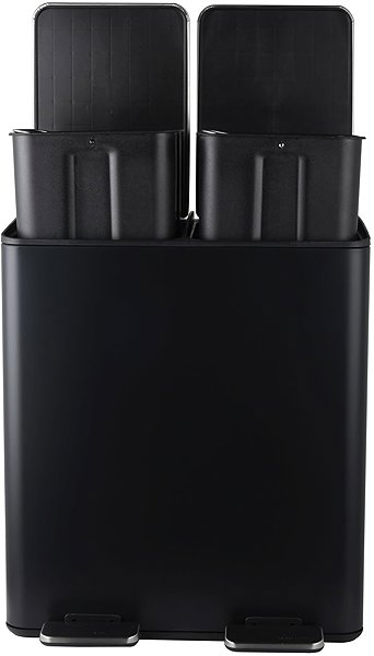 Rubbish Bin Spirella pedal waste bin Aliya, matt black, steel, 2 × 20 l ...