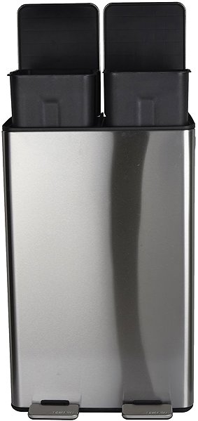 Rubbish Bin Spirella pedal waste bin Aliya, brushed stainless steel, 2 × 30 l ...