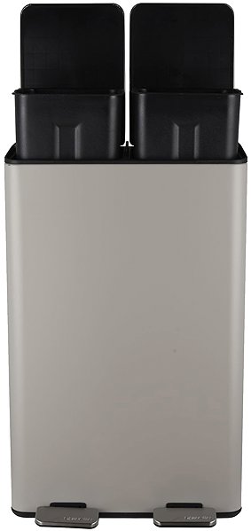 Rubbish Bin Spirella pedal waste bin Aliya, matt grey-brown, steel, 2 × 30 l ...