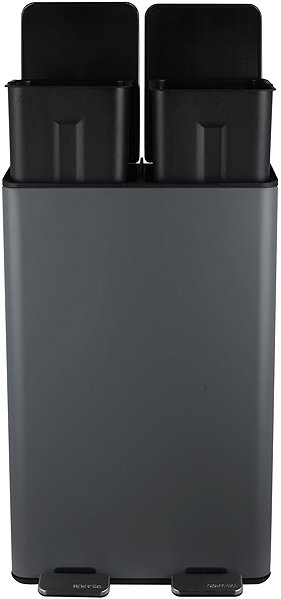 Rubbish Bin Spirella pedal waste bin Aliya, matt grey, steel, 2 × 30 l ...