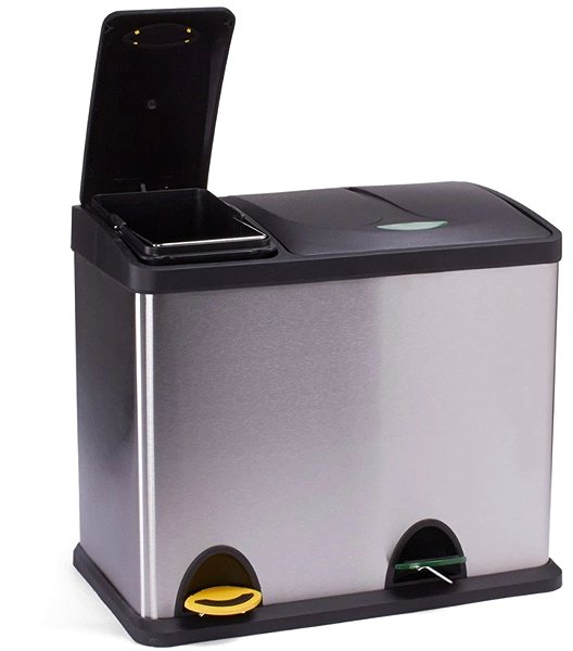 Rubbish Bin MSV pedal bin Tri Selectif, brushed stainless steel, 8 l + 18 l ...