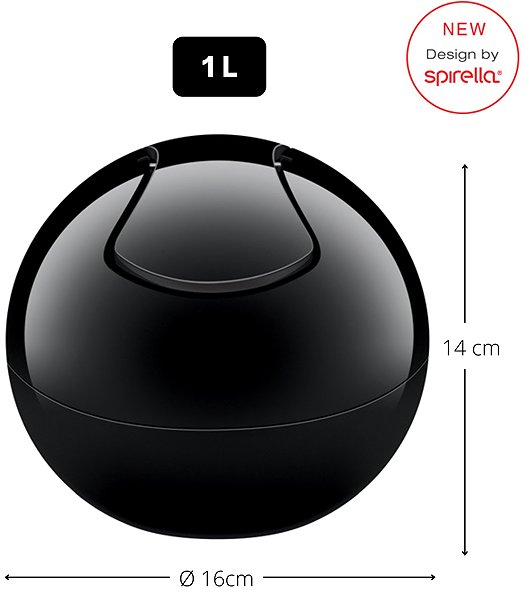 Rubbish Bin Spirella Mini Dumpster Bowl, complete black, plastic, 1 l ...