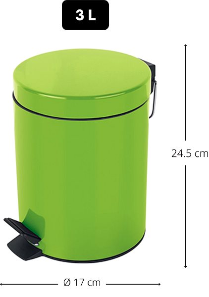 Rubbish Bin Spirella pedal bin Sydney, green, steel, 3 l ...