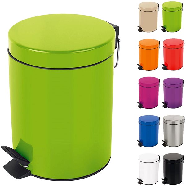 Rubbish Bin Spirella pedal bin Sydney, green, steel, 3 l ...