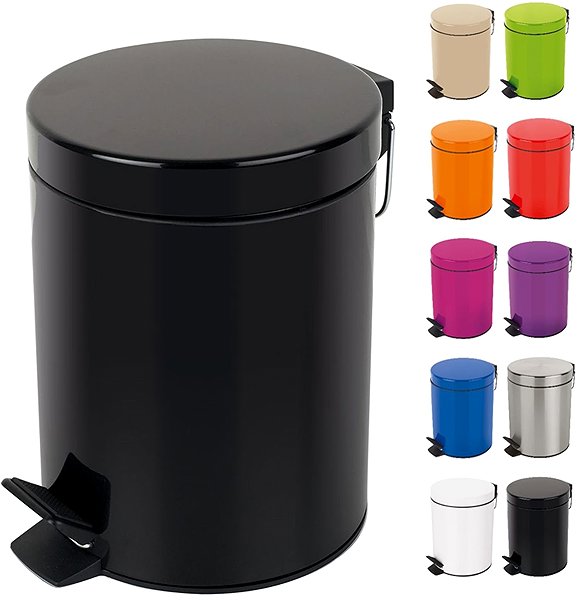 Rubbish Bin Spirella pedal bin Sydney, black, steel, 3 l ...