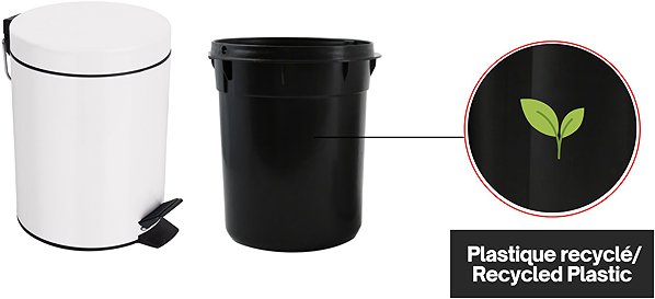 Rubbish Bin Spirella pedal bin Sydney, white, steel, 5 l ...