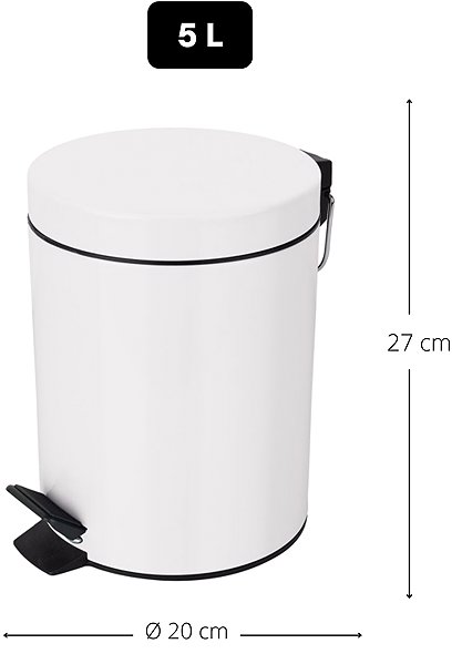Rubbish Bin Spirella pedal bin Sydney, white, steel, 5 l ...