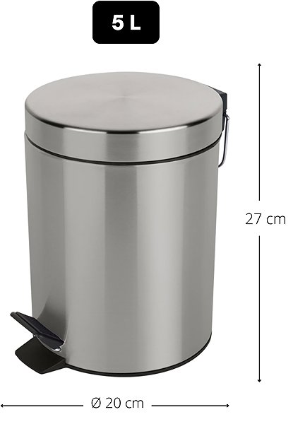 Rubbish Bin Spirella pedal bin Sydney, brushed stainless steel, 5 l ...
