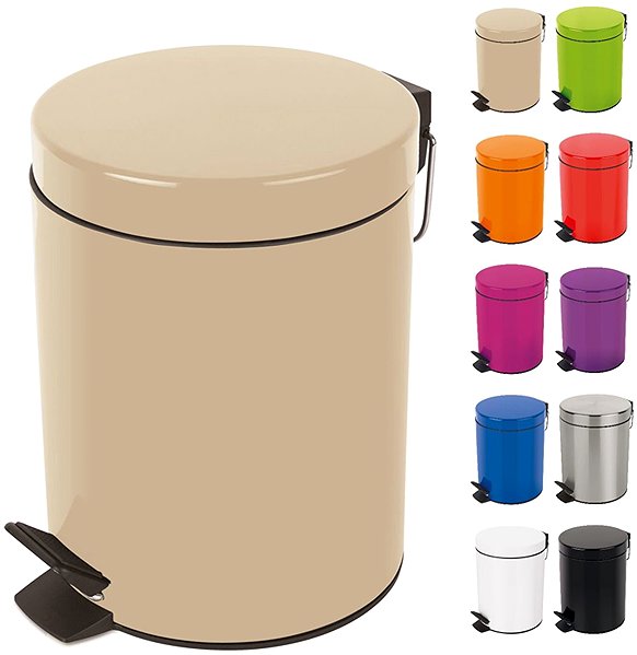 Rubbish Bin Spirella pedal bin Sydney, sand beige, steel, 3 l ...
